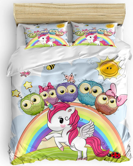 Rainbow Owl and Unicorn Bedding