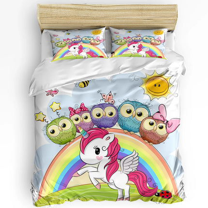 Rainbow Owl and Unicorn Bedding