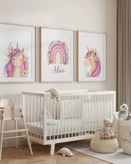 Purple Unicorn Nursery Wall Art