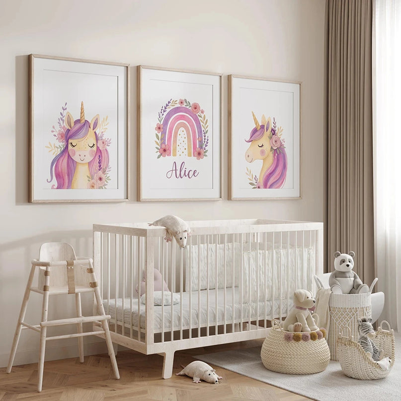 Purple Unicorn Nursery Wall Art