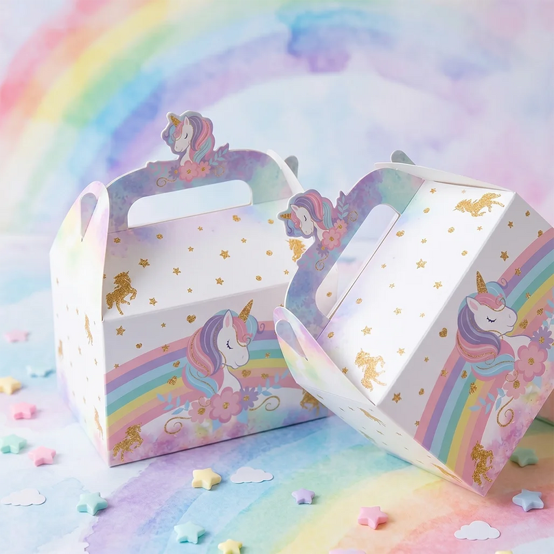Unicorn treat box filled with sweets and small gifts
