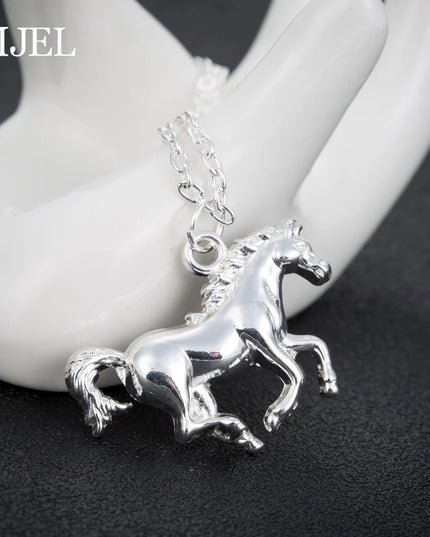 3D Rearing Unicorn Pendant Necklace