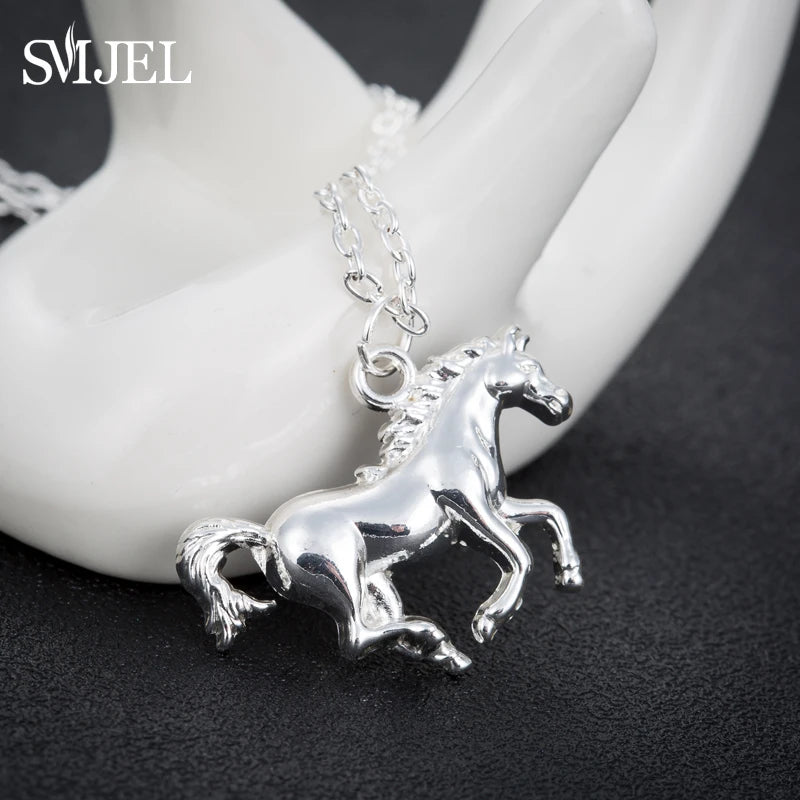 3D Rearing Unicorn Pendant Necklace