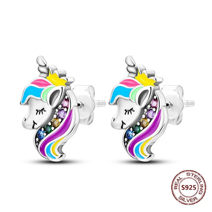 Rhinestone Unicorn Stud Earrings