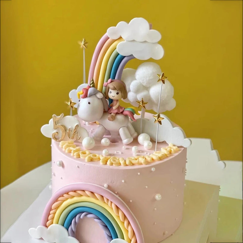 Rainbow Cloud Unicorn Cake Topper