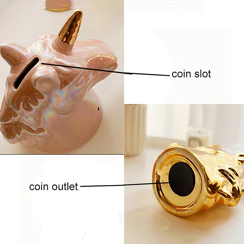Iridescent Pink Unicorn Piggy Bank