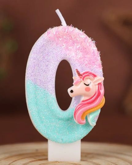 Unicorn Number Candles - Kawaii Glitter