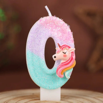 Unicorn Number Candles - Kawaii Glitter