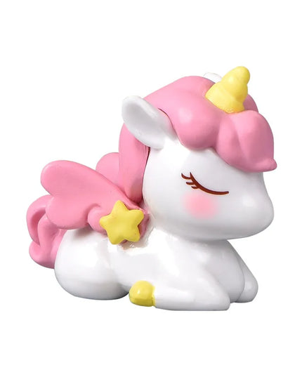 Blue Unicorn Cake Figurine with Heart