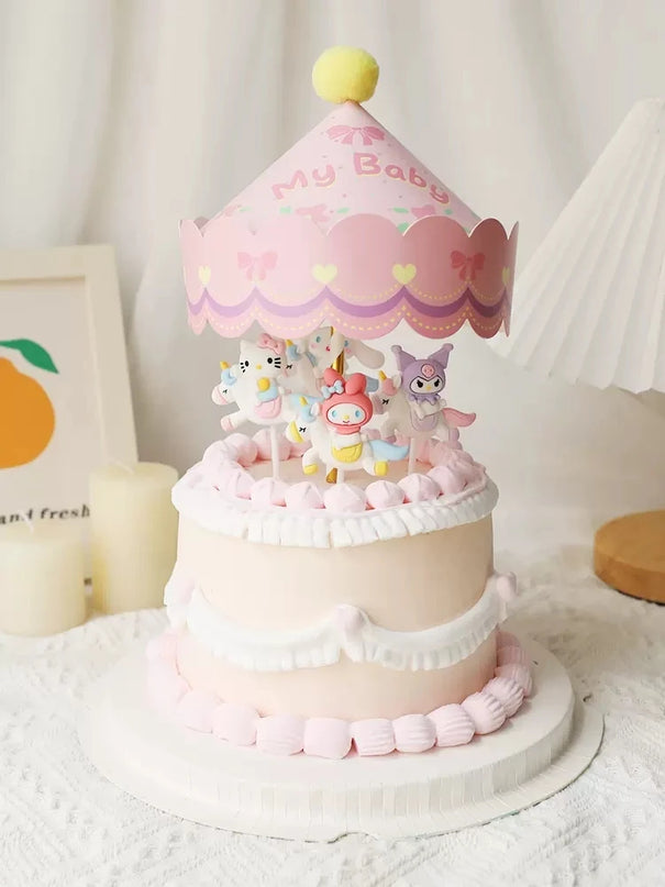Purple Cartoon Unicorn Cake Topper