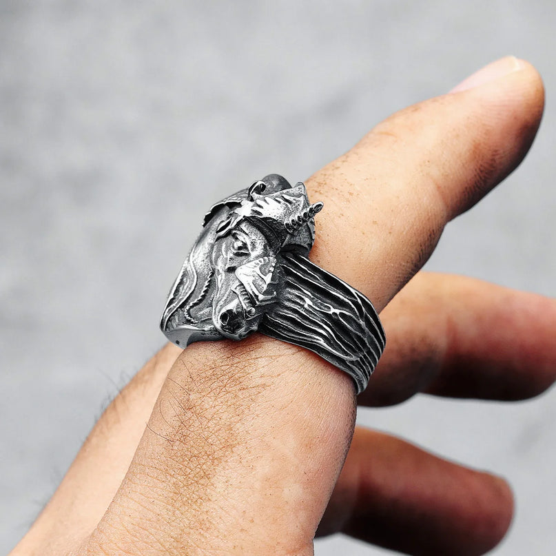 Retro Unicorn Ring for Men