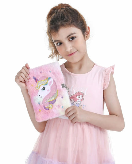 Pink Unicorn Fluffy Notebook