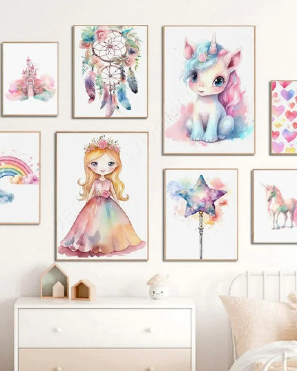 Rainbow Unicorn Dreamcatcher Wall Art