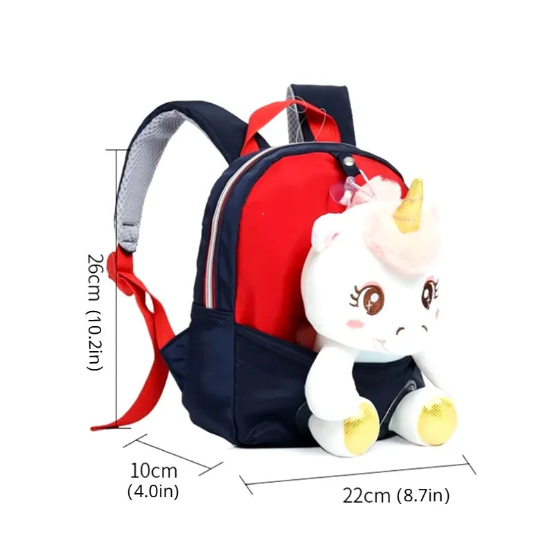 Blue Plush Unicorn Toddler Backpack