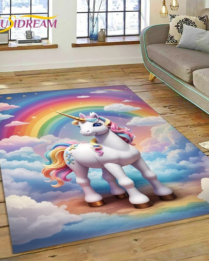 Dreamy 3D Rainbow Unicorn Rug