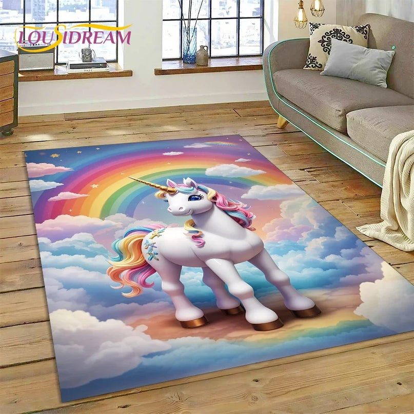 Dreamy 3D Rainbow Unicorn Rug