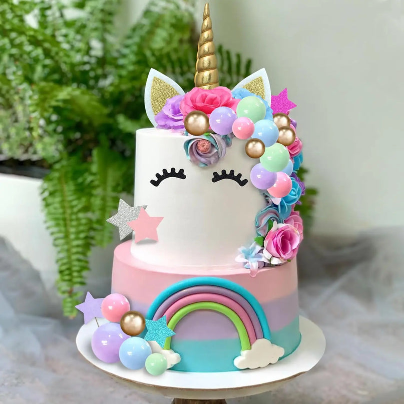 Full Unicorn Face Cake Topper 38pcs
