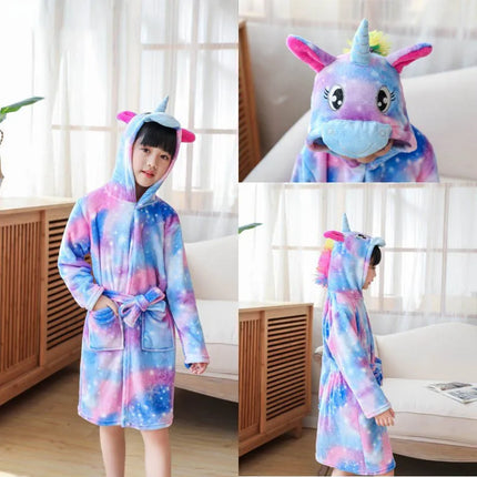 Blue Galaxy Unicorn Hooded Towel Robe