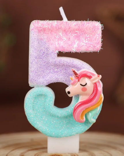 Pink Unicorn Birthday Number Candles