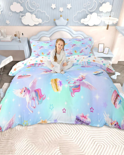 Blue Macaron Pegasus Bedding