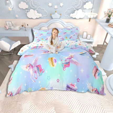 Blue Macaron Pegasus Bedding