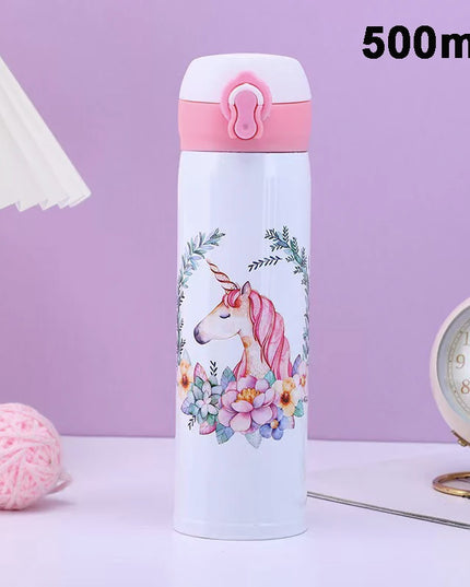 Floral Cute Unicorn Water Bottle