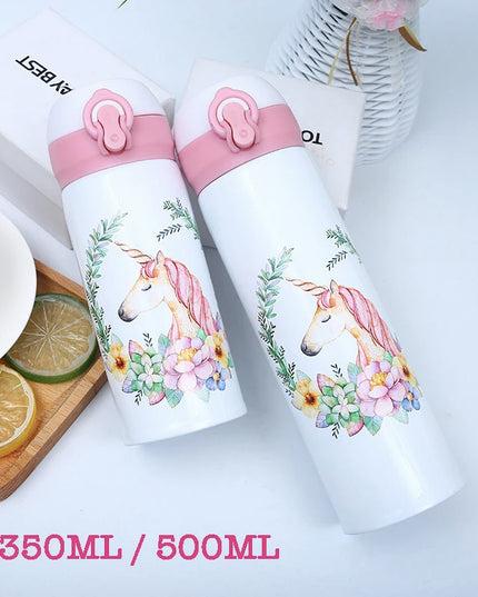 Pink Unicorn Water Bottle for School