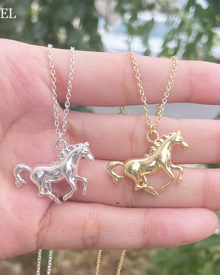 3D Rearing Unicorn Pendant Necklace