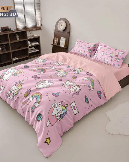 Kawaii Doodle Unicorn Bedding Set