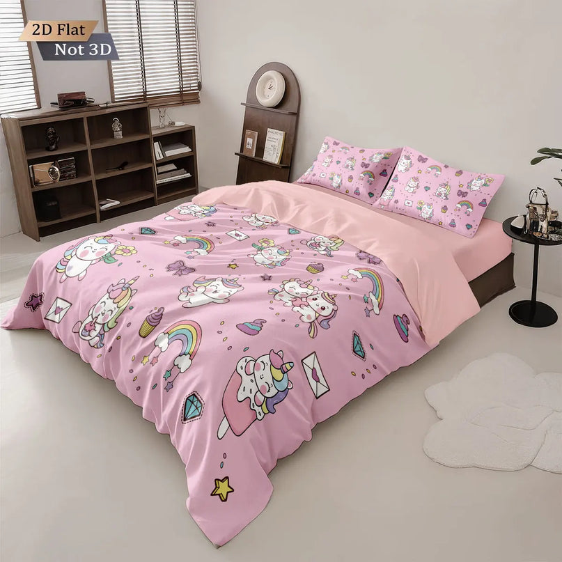 Kawaii Doodle Unicorn Bedding Set