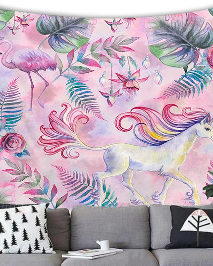 Dreamy Cartoon Unicorn Tapestry