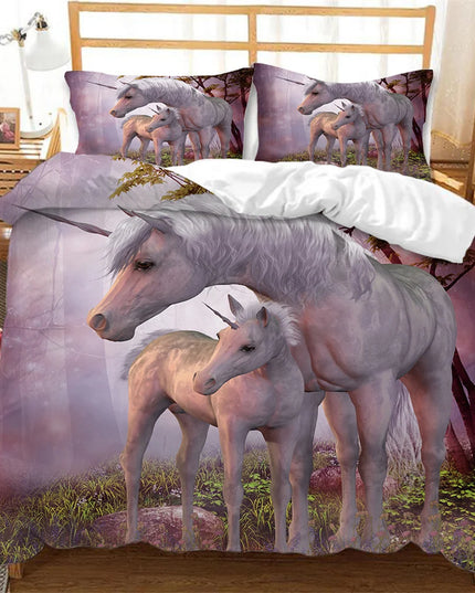 3D Unicorn Family Bedding