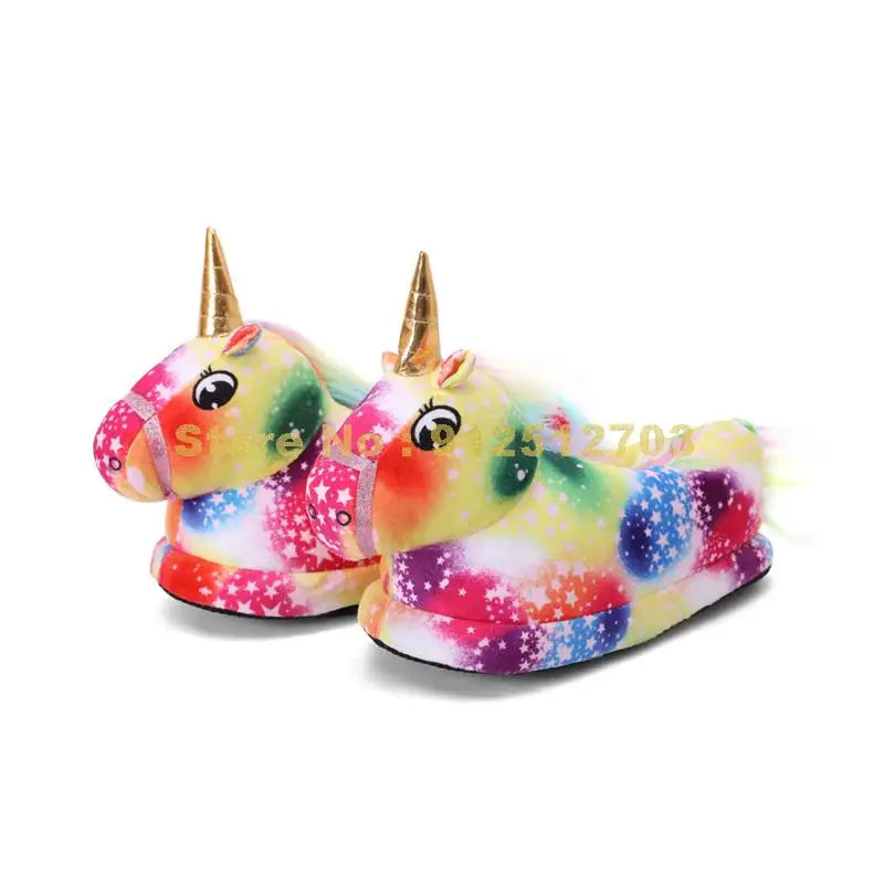 Starry Multicolored Unicorn Slippers
