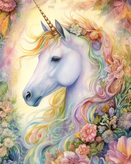 Purple Floral Unicorn Wall Art