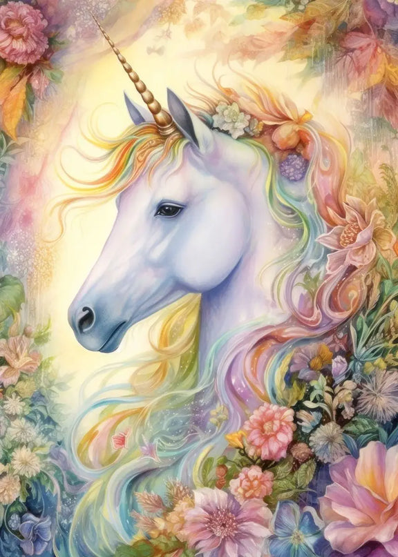 Purple Floral Unicorn Wall Art