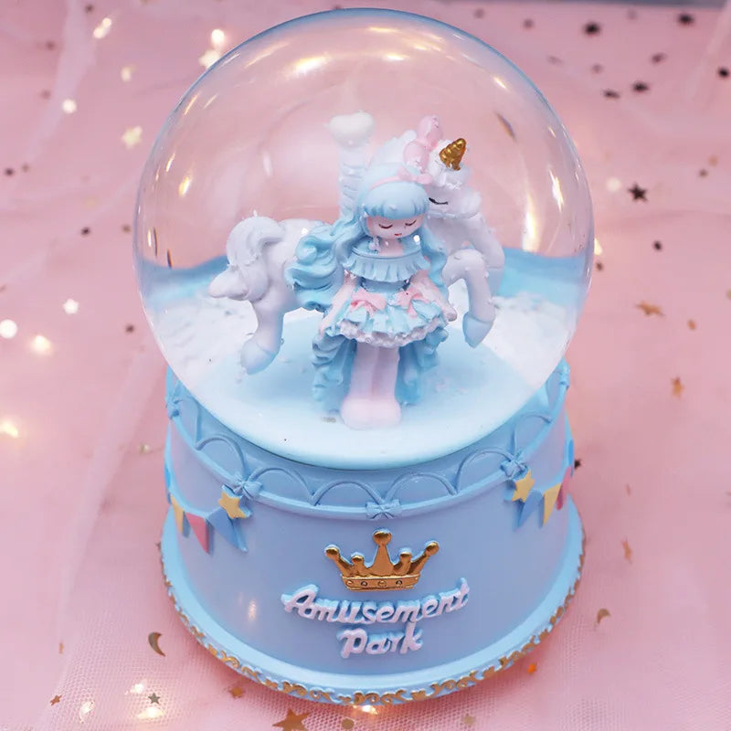 Dreamy Pink Unicorn Snow Globe