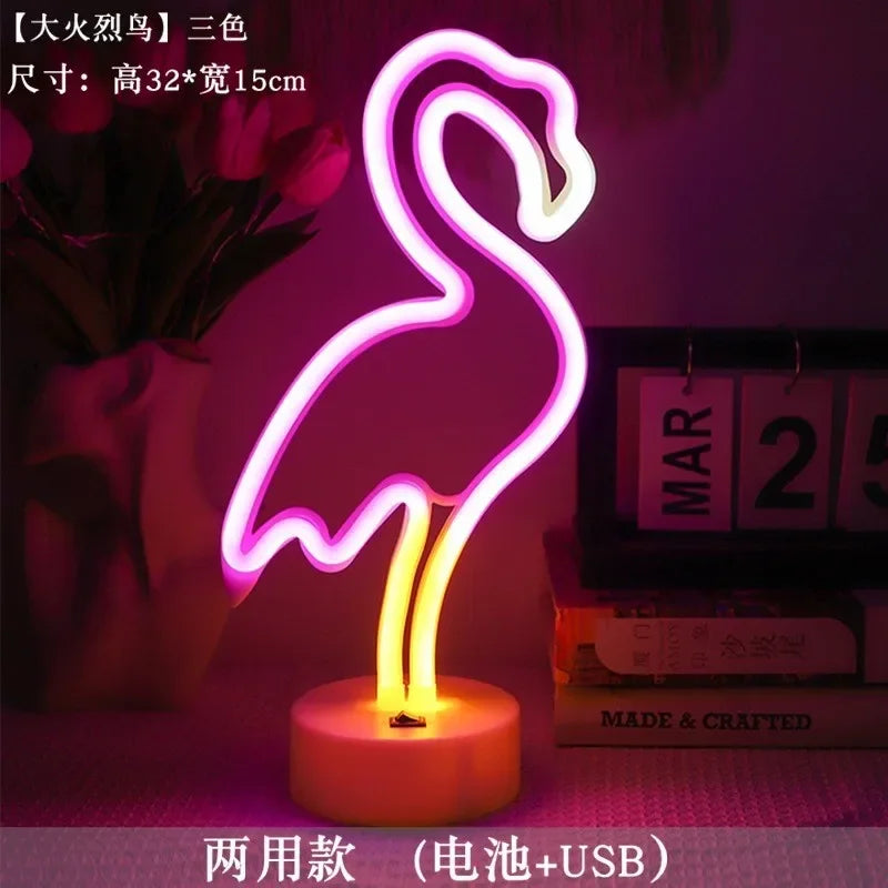 Unicorn & Flamingo Neon Night Light Set