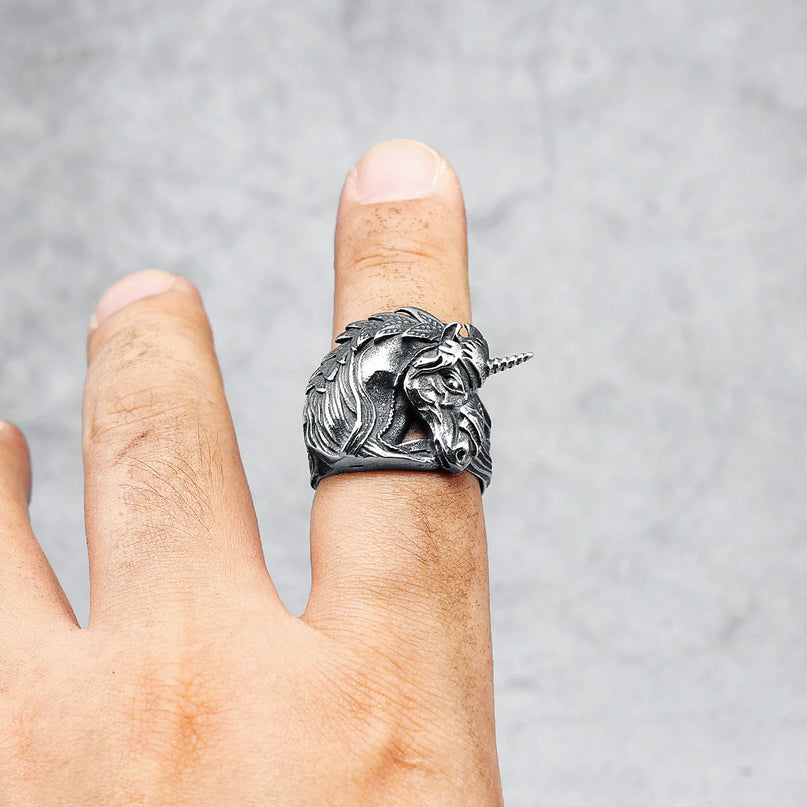 Retro Unicorn Ring for Men