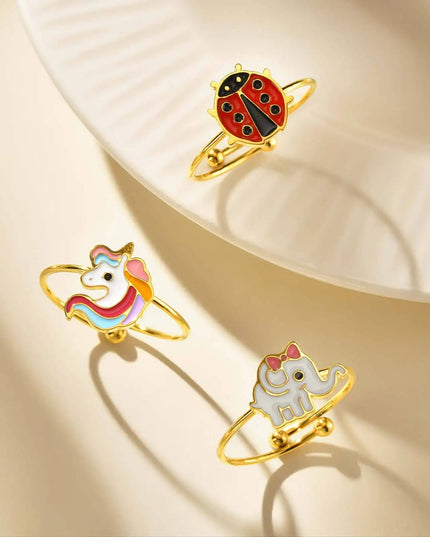 Enamel Gold Unicorn Ring
