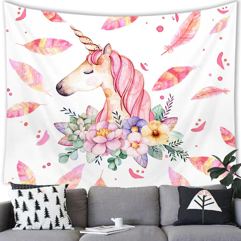 Lush Garden Unicorn Tapestry