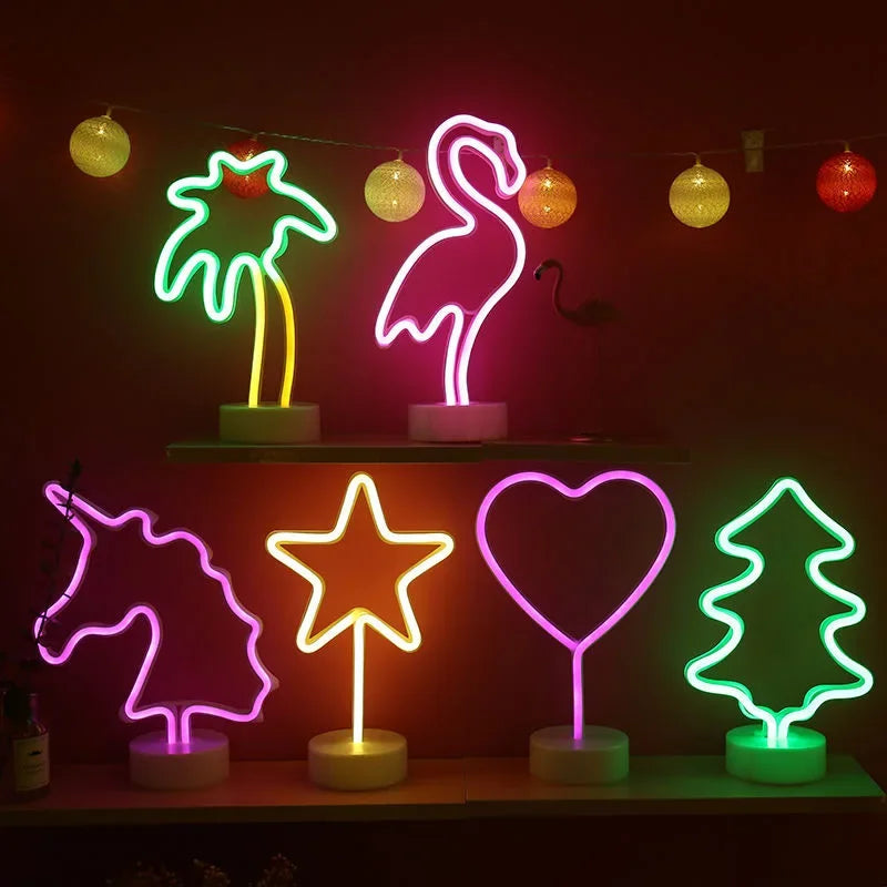 Unicorn & Flamingo Neon Night Light Set