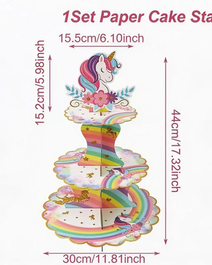 Full 41-piece unicorn tableware set laid out together