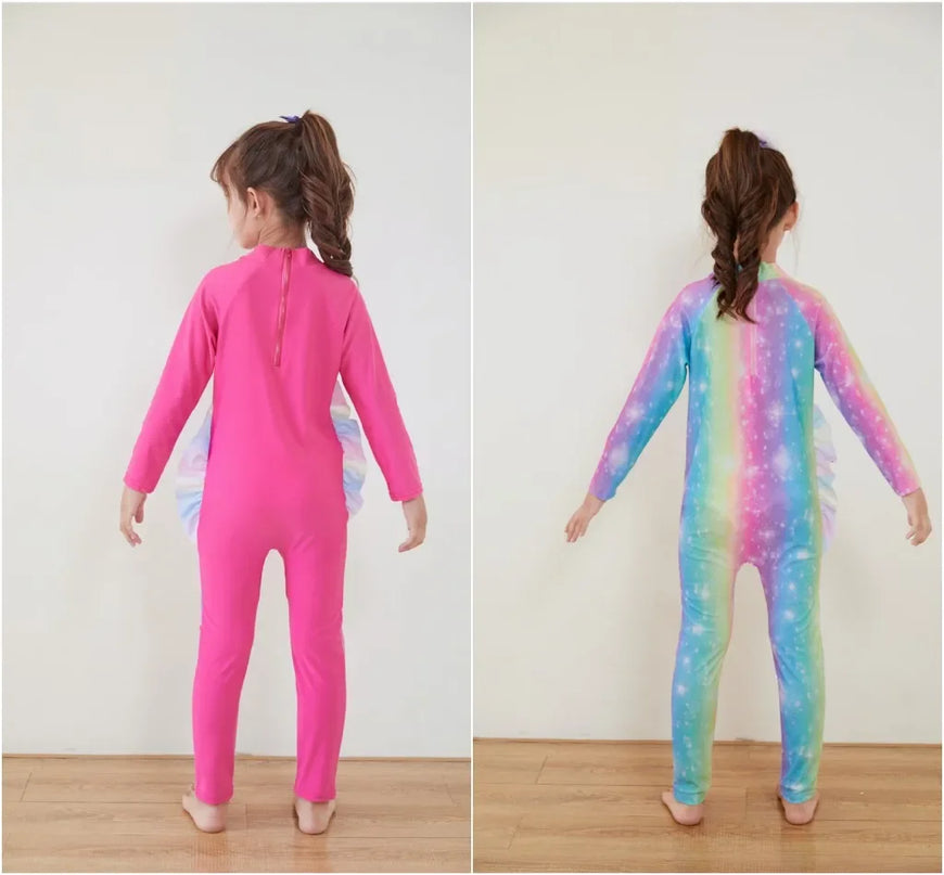 Rainbow Stripe Unicorn Tutu Swimsuit