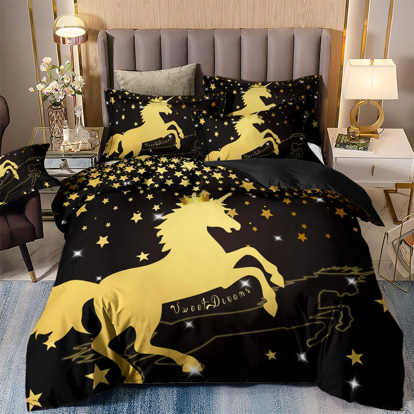 Sweet Dreams Gold Unicorn Bedding