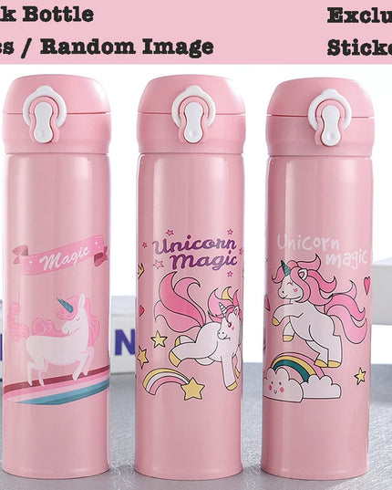 Pink Kawaii Unicorn Water Bottle