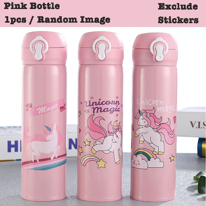 Pink Kawaii Unicorn Water Bottle