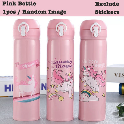 Pink Kawaii Unicorn Water Bottle