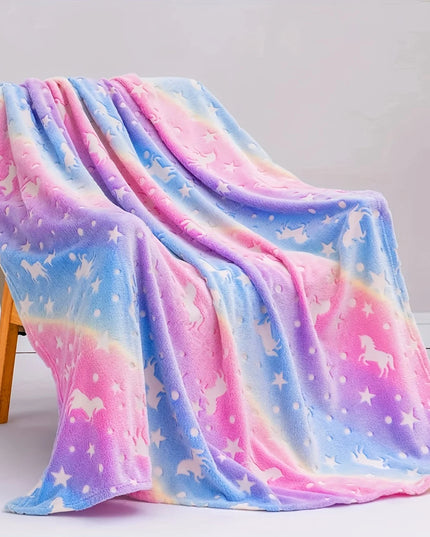 Rainbow Fleece Unicorn Blanket
