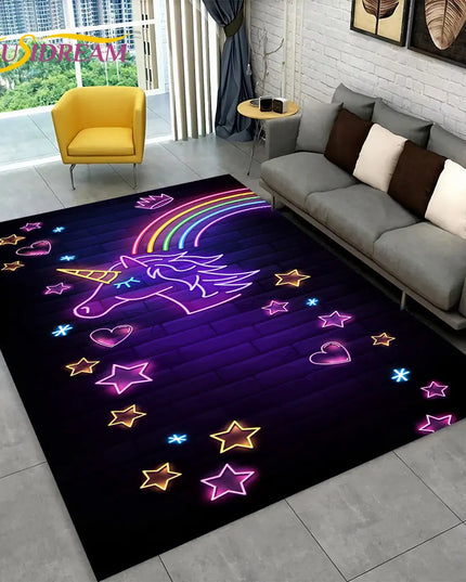Sparkly Rainbow Unicorn Rug