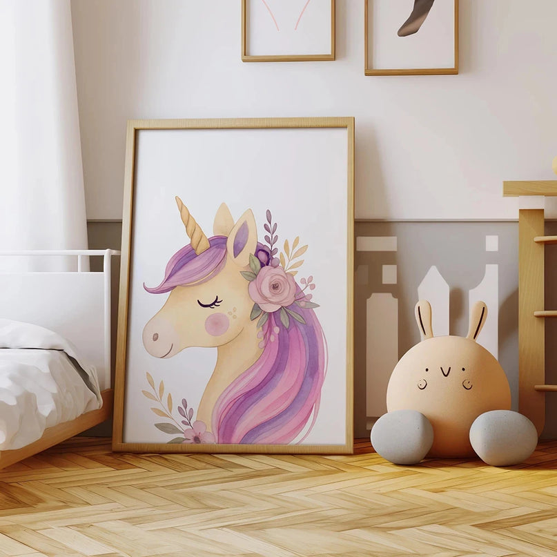 Purple Unicorn Nursery Wall Art